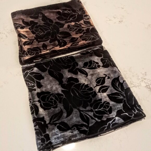 Set of 2 Collection XIIX Silk Velvet Floral Scarves - Picture 1 of 7